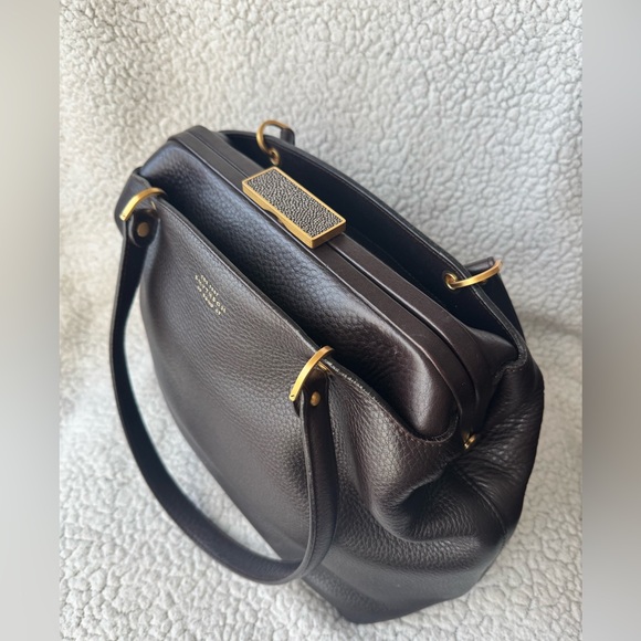 Smythson Handbags - Smythson of Bond Street Agatha Kiss Lock Shoulder Bag in Dark Chocolate